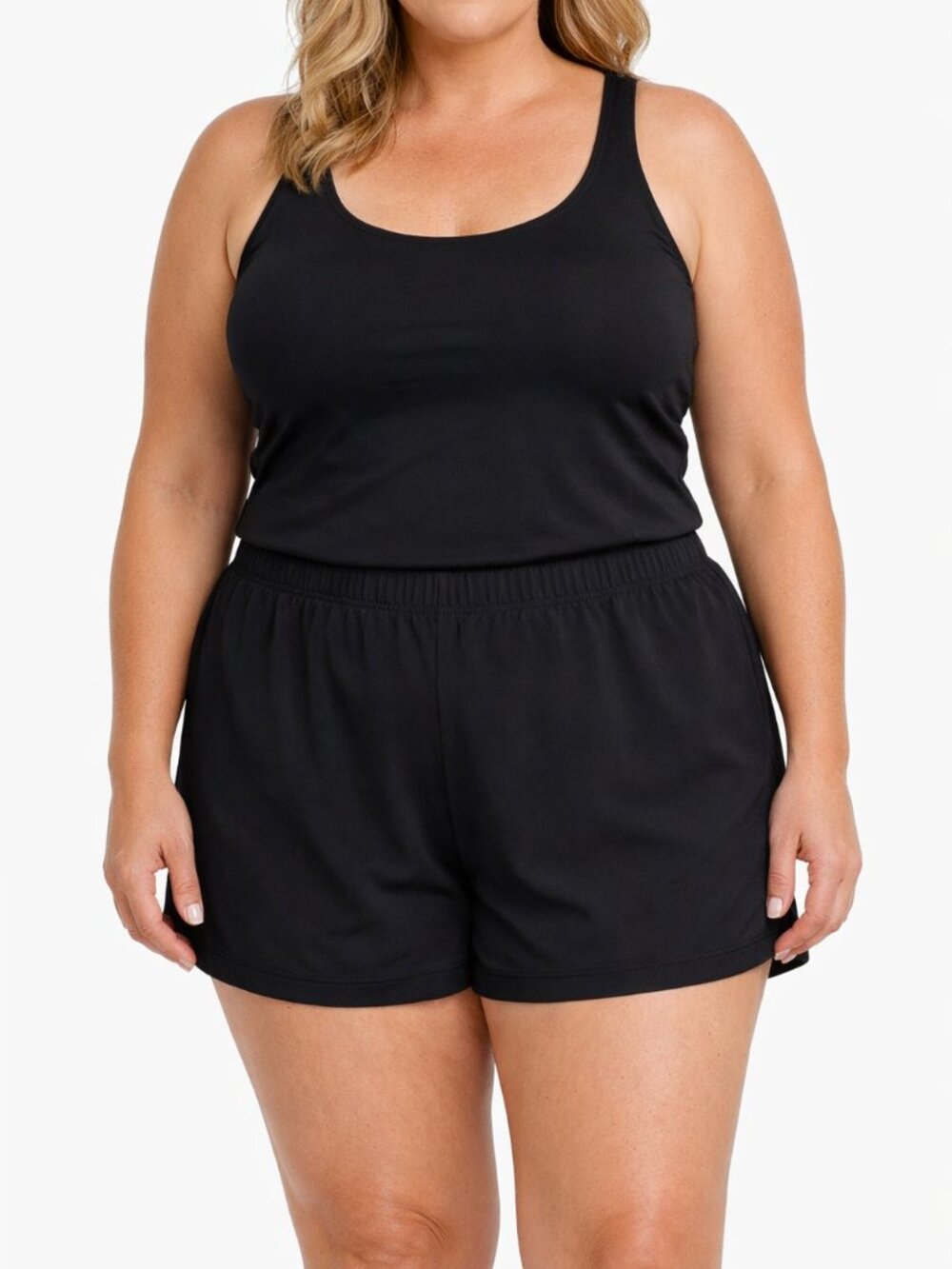 Liz Claiborne Black Swim Skirt Attached Panty Elastic Waist Plus Size 16 XL